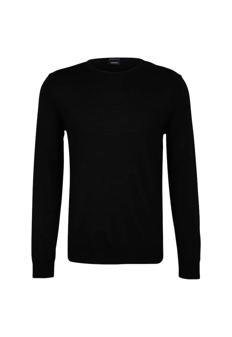 Pulover din lana cu model uni, Negru