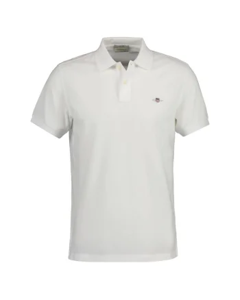 Tricou polo slim fit Shield, Alb