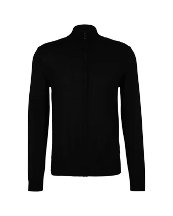 Cardigan din lana cu fermoar Davis, Negru