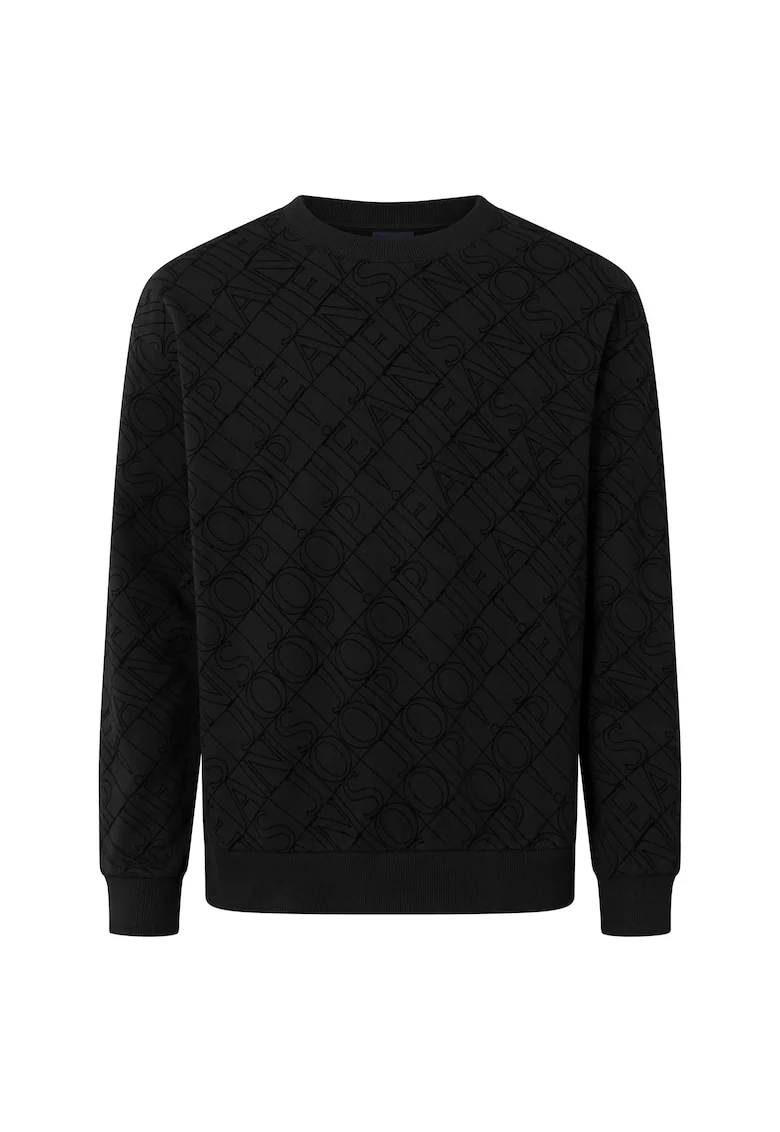 Bluza de trening cu model monograma, Negru