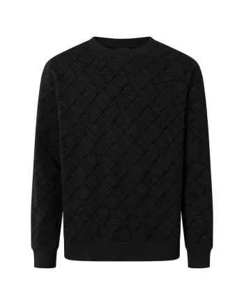 Bluza de trening cu model monograma, Negru
