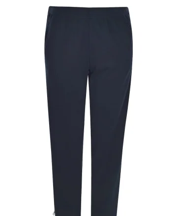 Pantaloni din amestec de bumbac cu snur si talie medie, Albastru