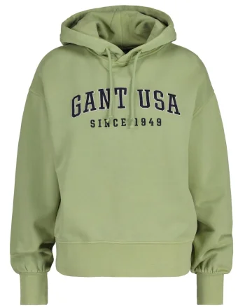 Hanorac cu maneci cazute si broderie logo, Verde