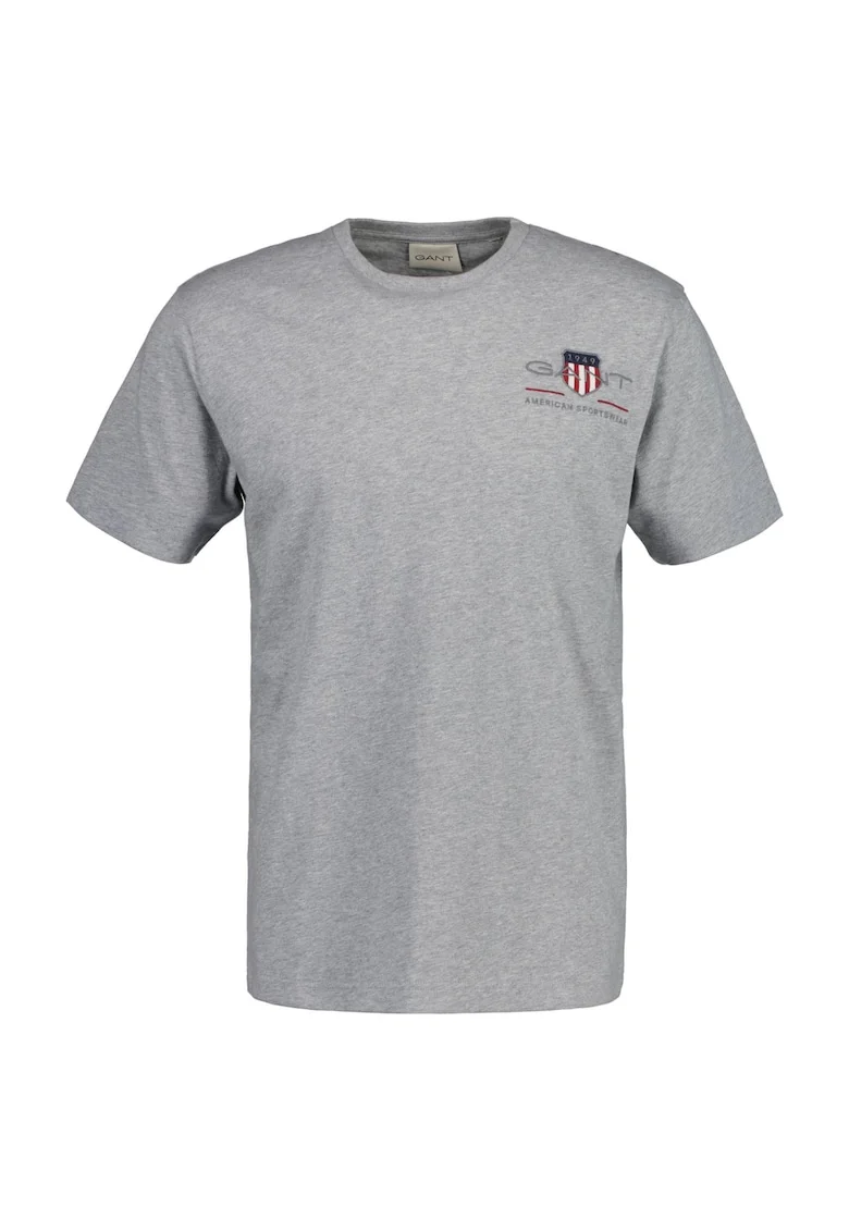Tricou regular fit cu decolteu la baza gatului Archive, Gri