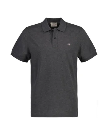 Tricou polo din bumbac pique Shield, Gri antracit