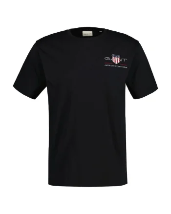 Tricou regular fit cu decolteu la baza gatului Archive, Negru