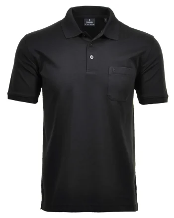Tricou polo cu buzunar pe piept, Negru