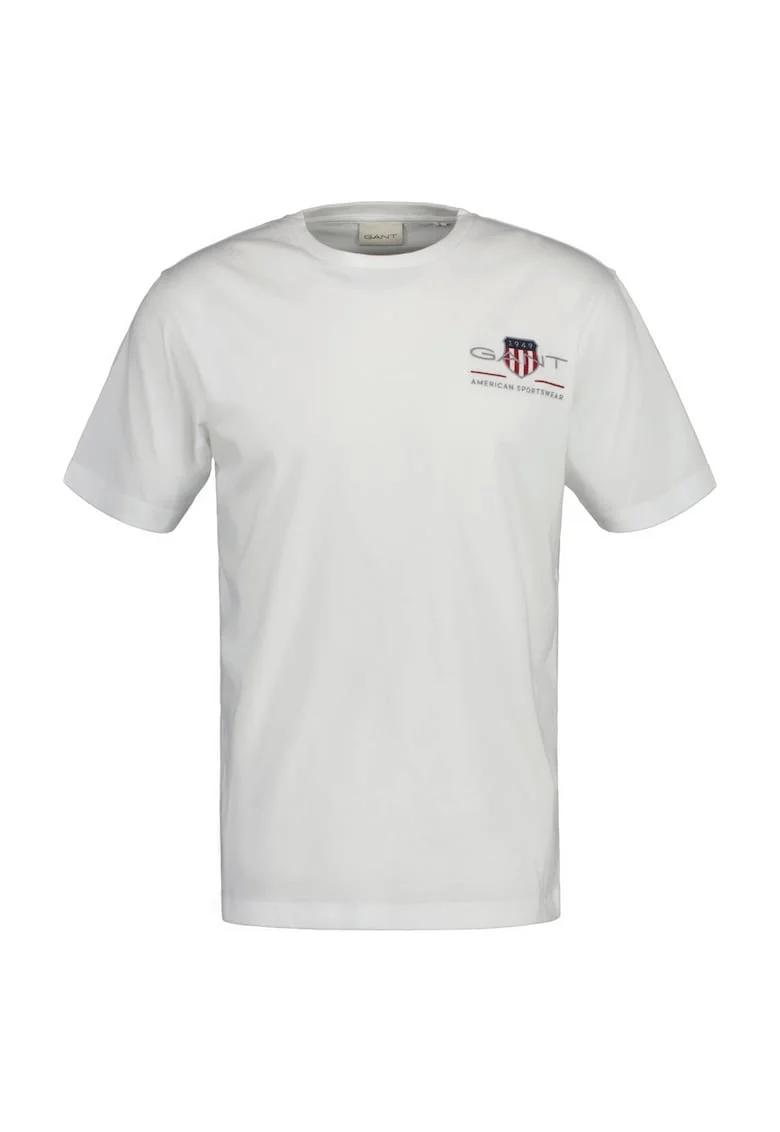 Tricou regular fit cu decolteu la baza gatului Archive, Alb