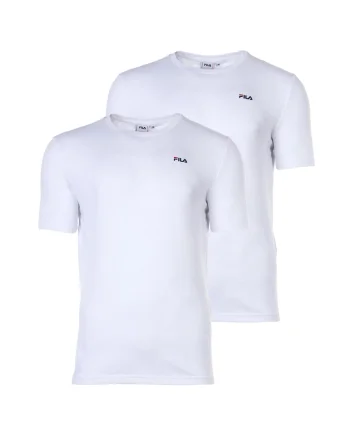Set de tricouri cu decolteu la baza gatului si logo discret - 2 piese, Alb