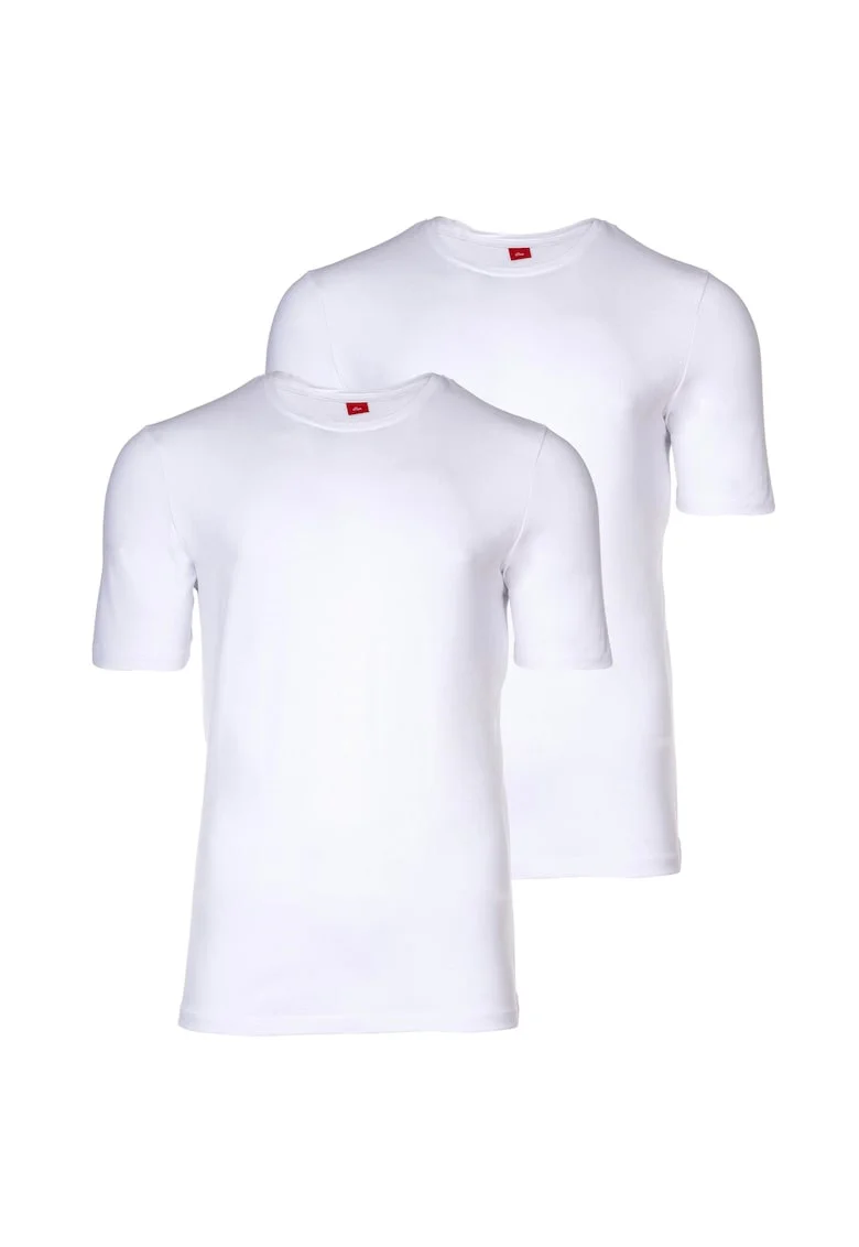 Set de tricouri cu decolteu la baza gatului - 2 piese, Alb