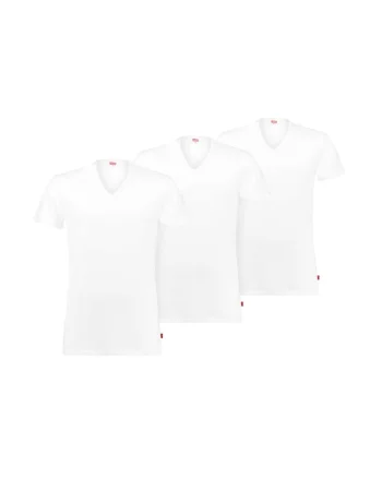 Set de tricouri cu decolteu in V - 3 piese, Alb