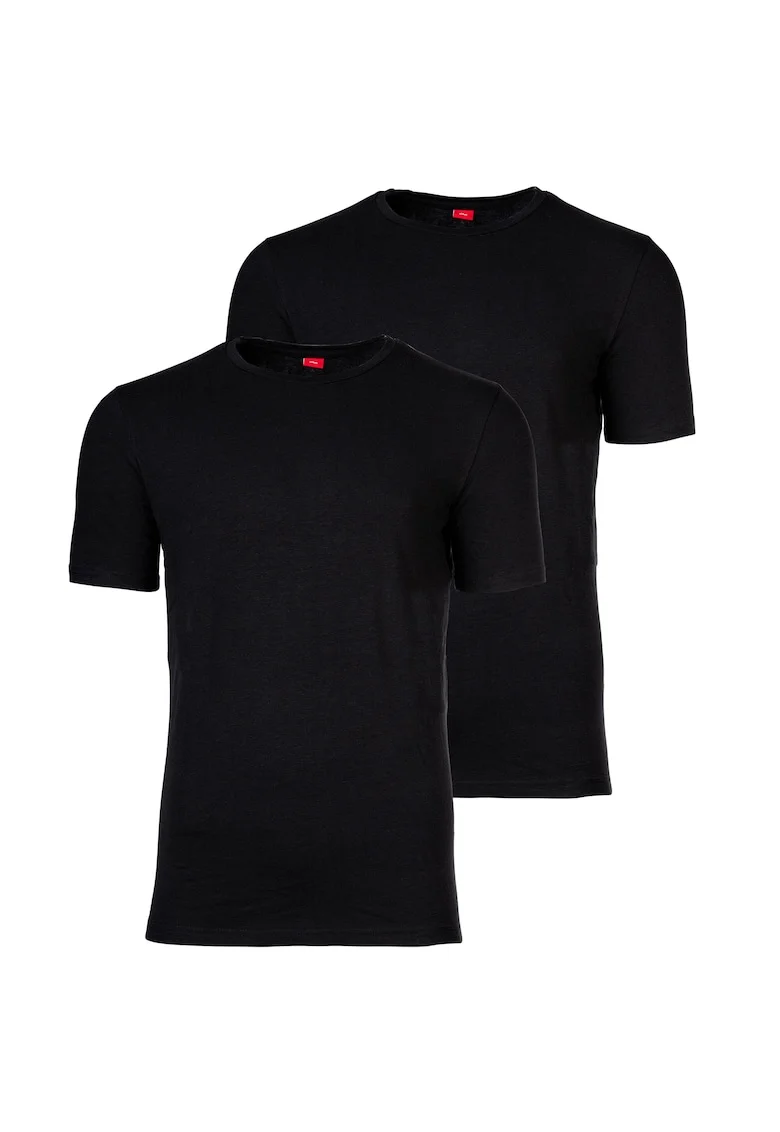 Set de tricouri cu decolteu la baza gatului - 2 piese, Negru