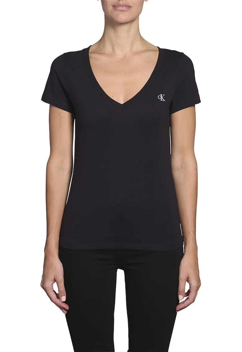 Tricou slim fit din amestec de bumbac organic 77, Gri antracit
