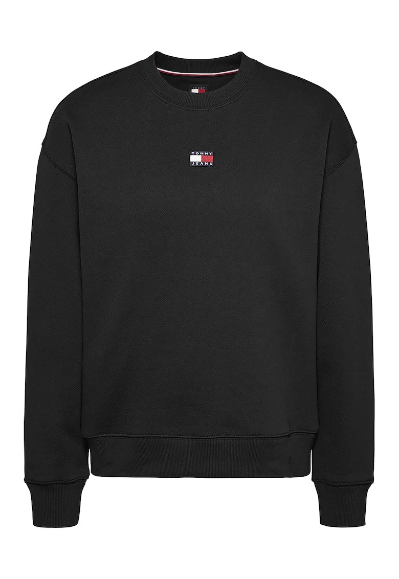 Bluza de trening cu decolteu la baza gatului si logo discret, Negru