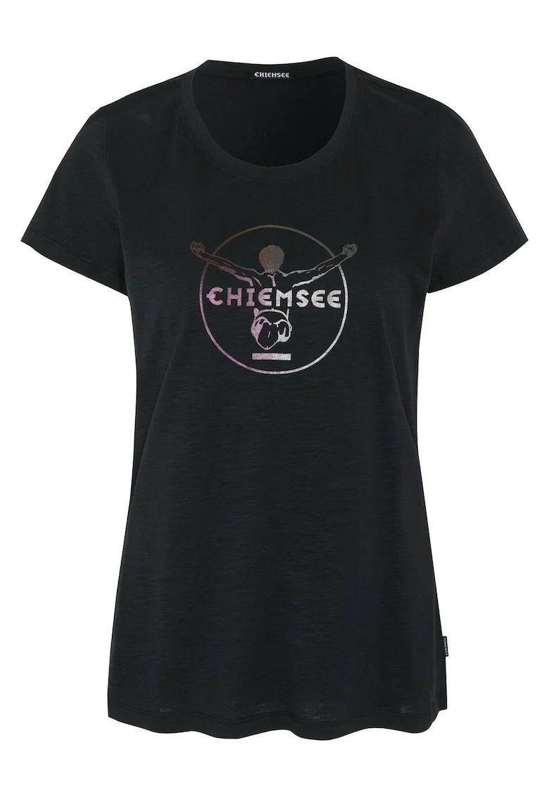 Tricou cu decolteu rotund Taormina, Negru