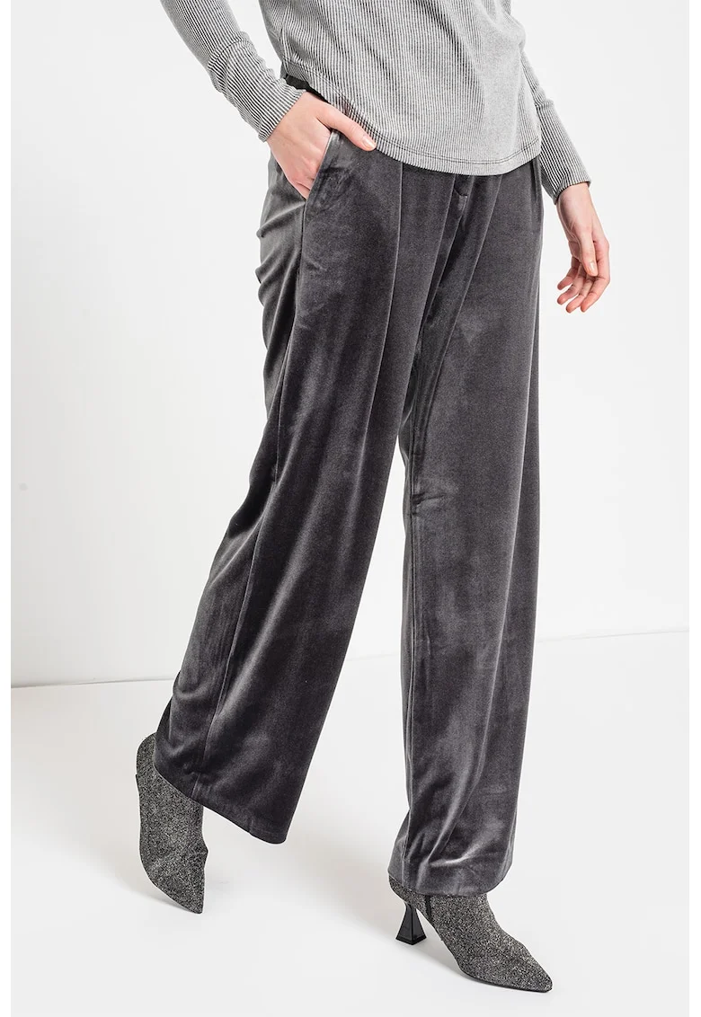 Pantaloni de catifea cu croiala ampla, Gri cenusiu