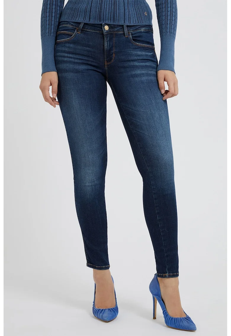 Blugi skinny cu talie medie Curve X, Bleumarin