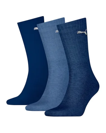 Set de sosete unisex lungi cu logo brodat - 3 perechi, Albastru