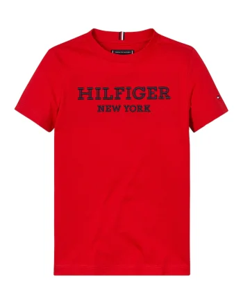 Tricou cu imprimeu logo pe piept, Rosu