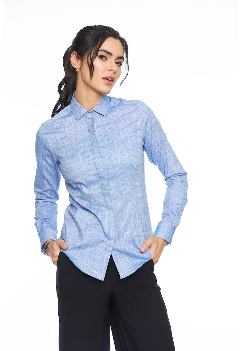 Camasa slim fit cu terminatie rotunjita, Albastru lavanda
