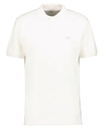 Tricou polo cu logo brodat, Alb optic