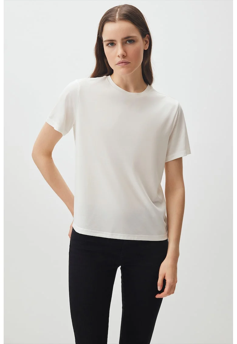 Tricou cu decolteu la baza gatului Tiziano, Alb murdar