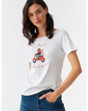 Tricou cu imprimeu grafic, Alb
