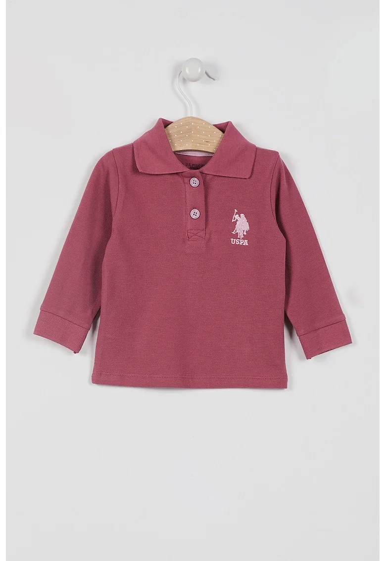Bluza polo cu logo, Roz zmeuriu