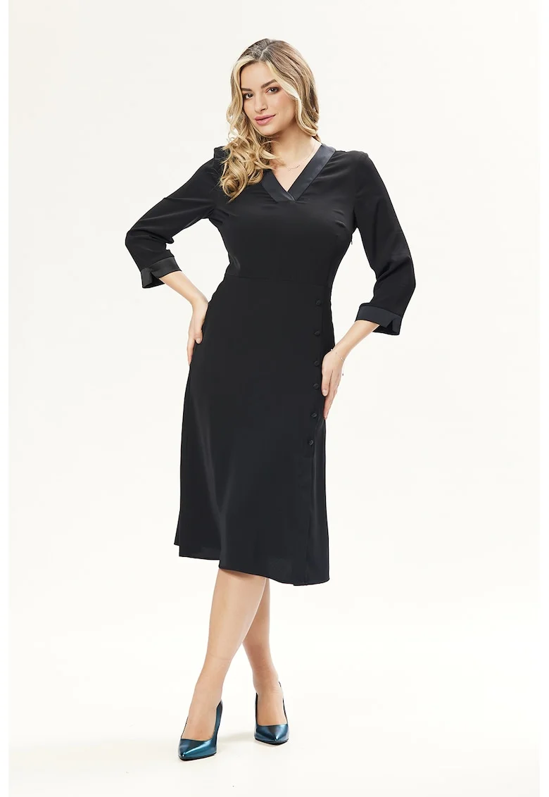 Rochie cu decolteu in V, Negru