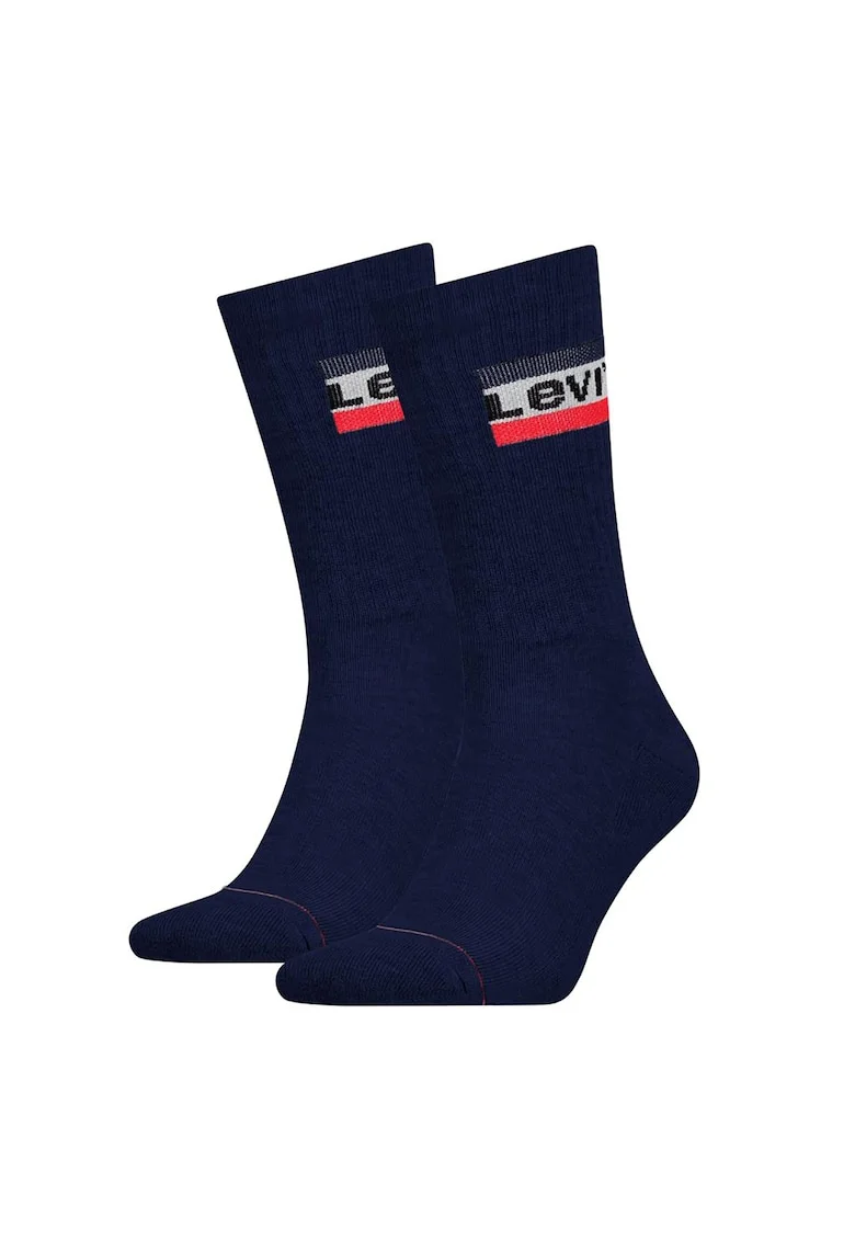Set de sosete lungi unisex cu logo - 2 perechi, Albastru
