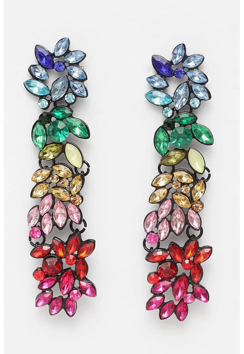 Cercei drop cu cristale multicolore, Multicolor