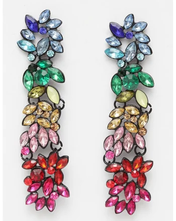 Cercei drop cu cristale multicolore, Multicolor