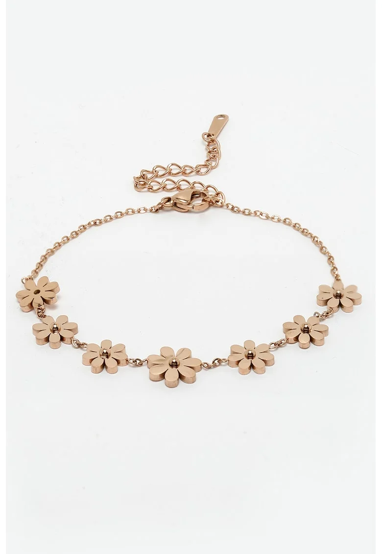 Bratara cu talismane florale, Auriu rose