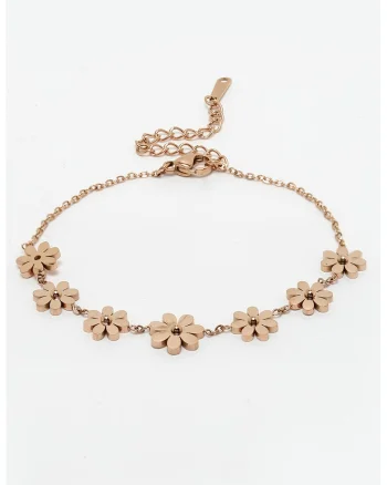 Bratara cu talismane florale, Auriu rose