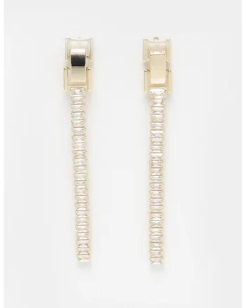 Cercei lungi placati cu aur de 18K, Auriu/Transparent