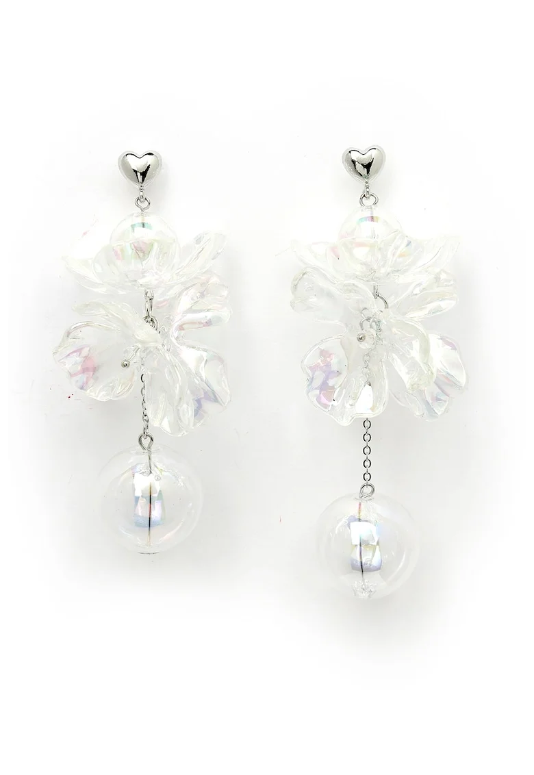 Cercei cu Mother of Pearl, Alb/Argintiu