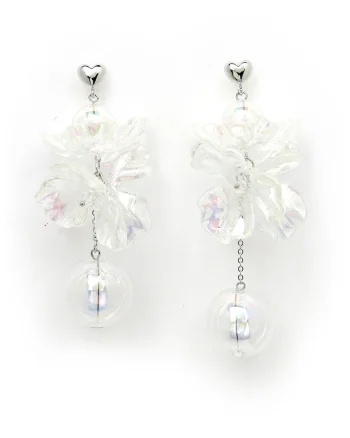 Cercei cu Mother of Pearl, Alb/Argintiu