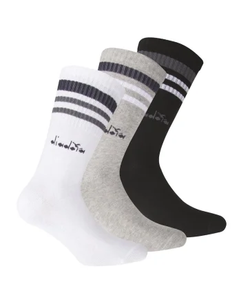 Set de sosete lungi unisex - 3 perechi, Alb/Negru/Gri