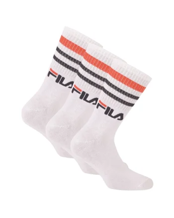 Set de sosete lungi unisex cu logo - 3 perechi, Alb