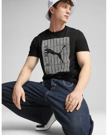 Tricou din amestec de bumbac cu imprimeu logo, Alb/Negru