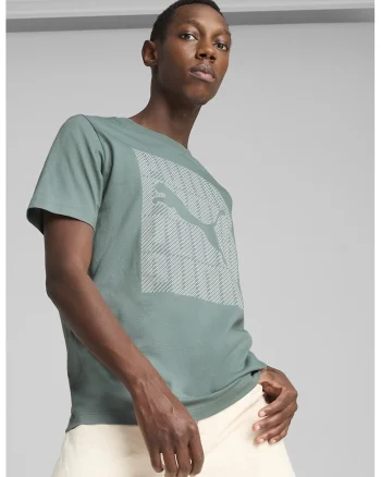 Tricou din amestec de bumbac cu imprimeu logo, Alb murdar/Verde persan