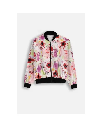 Bluzon cu fermoar si imprimeu floral, Multicolor
