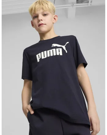 Tricou de bumbac cu decolteu la baza gatului si logo ESS No 1, Alb/Albastru ultramarin