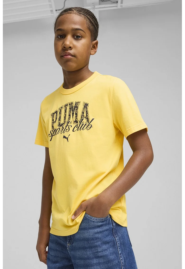 Tricou din amestec de bumbac cu logo, Negru/Galben