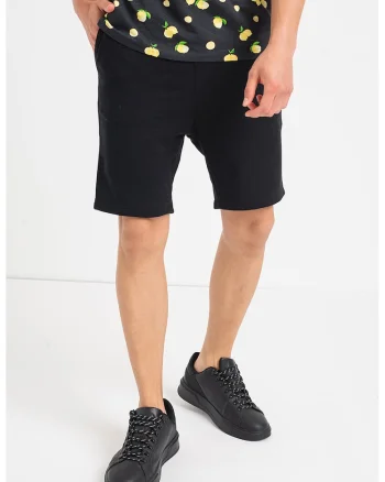 Pantaloni scurti de trening cu snur, Negru