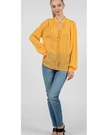 Bluza vaporoasa semi-transparenta, Portocaliu, 36