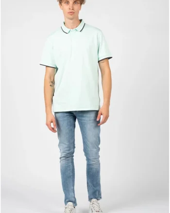 Tricou polo cu detalii contrastante, Verde menta,