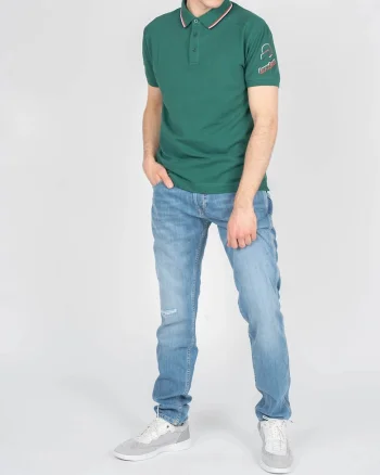 Tricou polo cu imprimeu logo pe maneca,