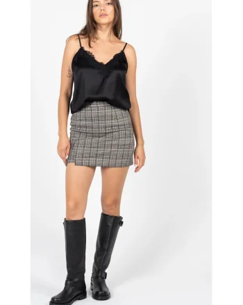 Fusta mini cambrata, Gri, 34