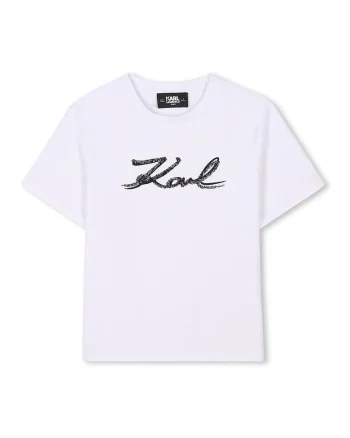 Tricou din amestec de modal cu imprimeu logo, Negru/Alb optic